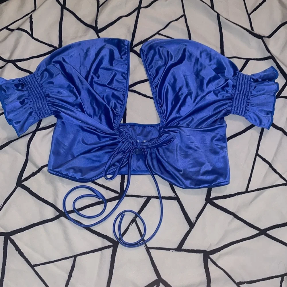 Frankies Bikinis Women's Blue Tankini-Tops Size M NWOT in Rain 🇺🇸